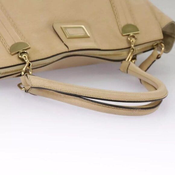 Chloe Tote Bag Leather Beige Gold Auth - Picture 10 of 16